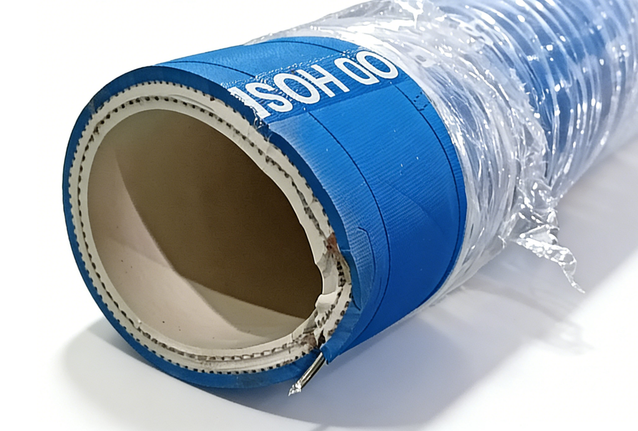 EPDM Food Hose Assembly, Dual Fiber & Steel Wire Reinforced, Flexible Sanitary Food Delivery Tube