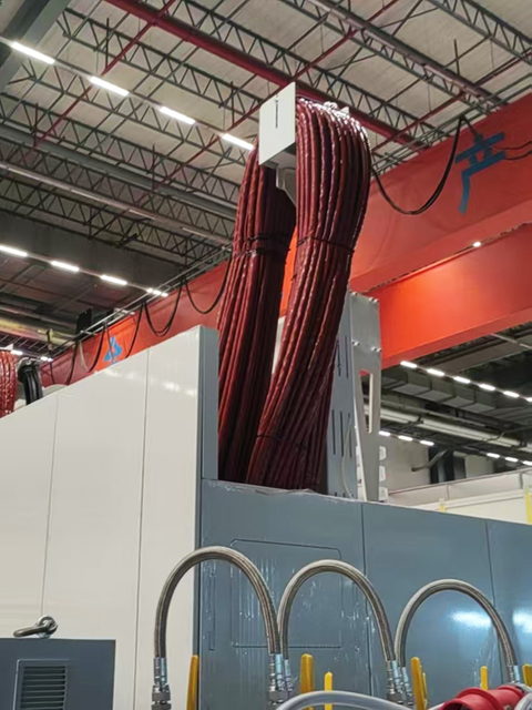 Industrial rubber hose arrangement for heavy duty machinery operation