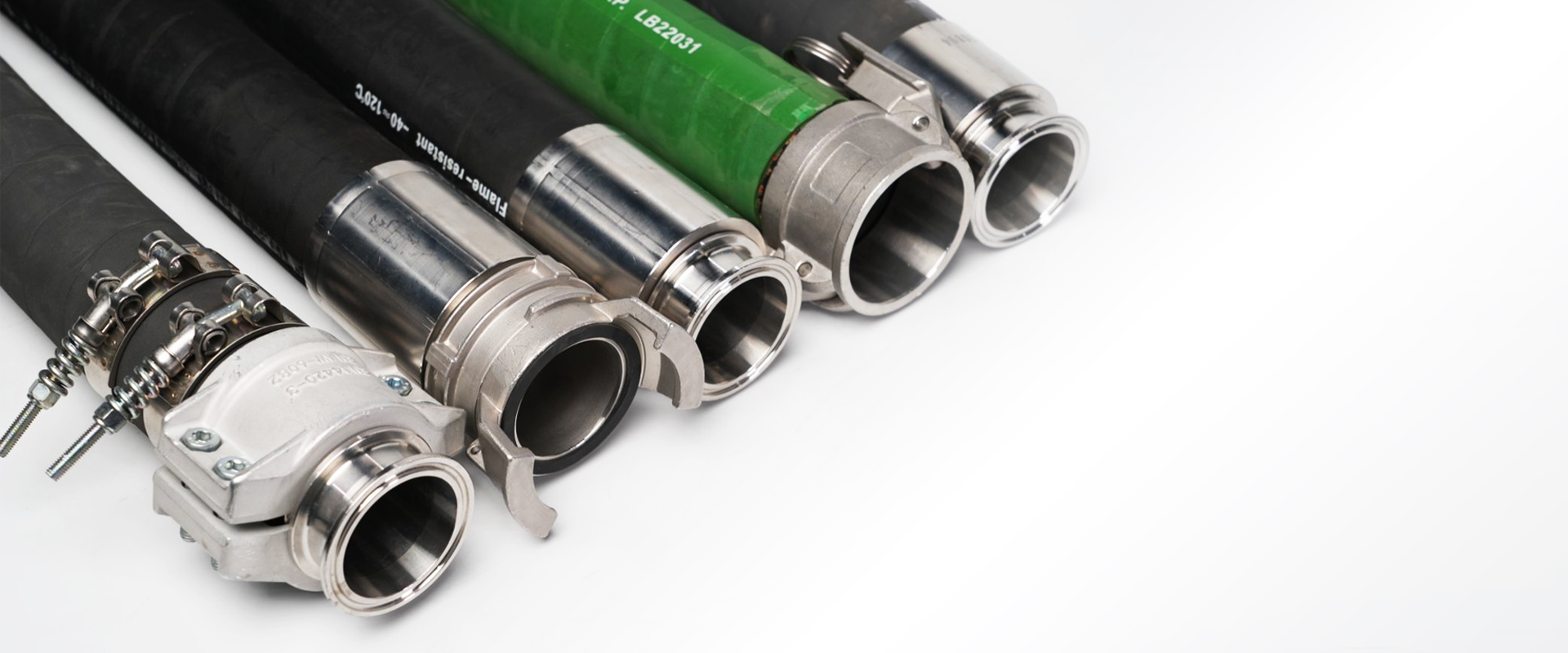 Flexible oil hose and air hose assembly for industrial fluid transfer applications