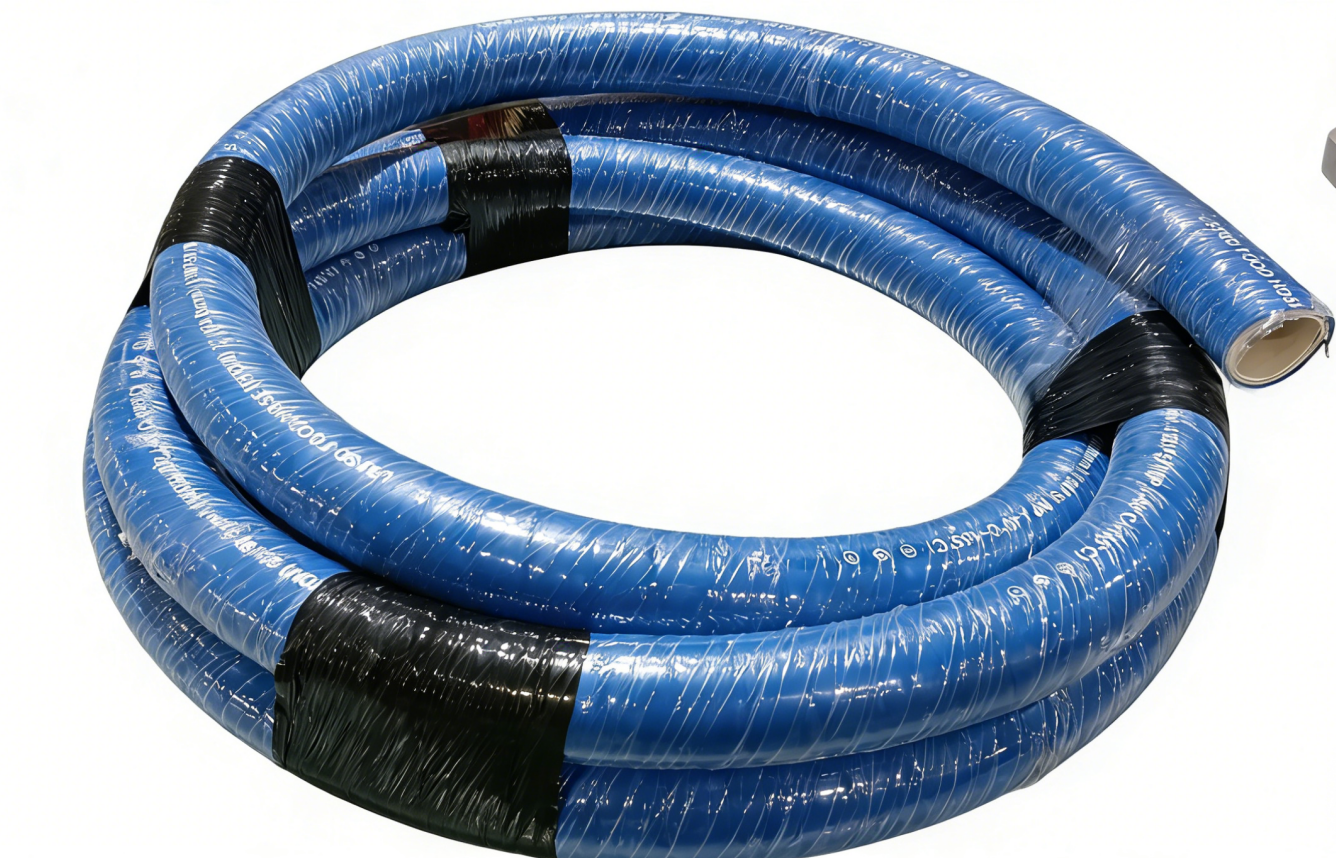 EPDM Food Hose Assembly, Dual Fiber & Steel Wire Reinforced, Flexible Sanitary Food Delivery Tube