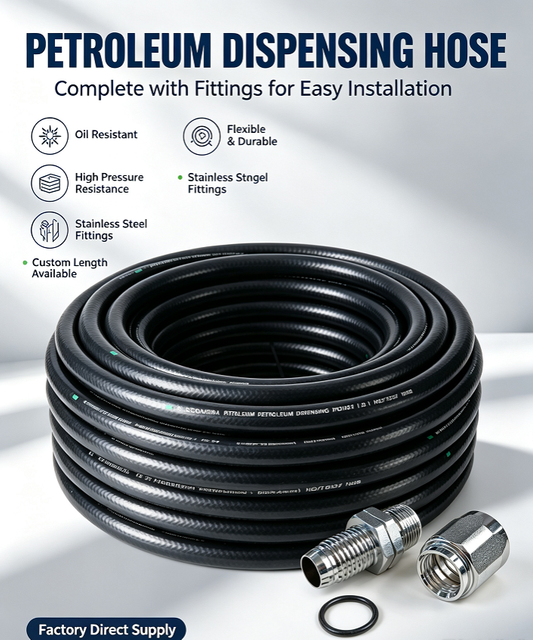Heavy Duty NBR Fuel Dispensing Hose for Gas Pump, HG/T3037 Standard Steel Wire Braided Petroleum Hose with Fittings