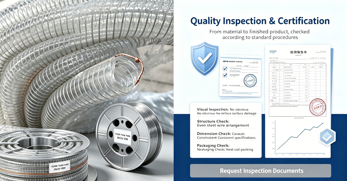 Scomera FDA Approved E-PUR Food Grade Hose - Stainless Steel Wire Reinforced Flexible Tubing for Alcoholic Beverages & Dairy