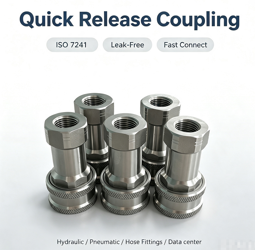 Stainless Steel Quick Release Coupling ISO 7241-B Double Shut-off QD Coupling for CDU Server Liquid Cooling