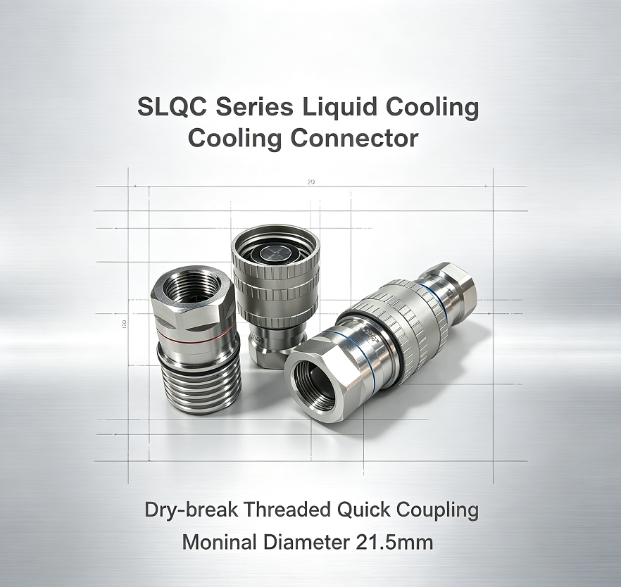 SLQC Series Threaded Dry Break Liquid Cooling Quick Coupling, 21.5mm Nominal Diameter, Leak Free Liquid Cooling Connector for Data Center CDU