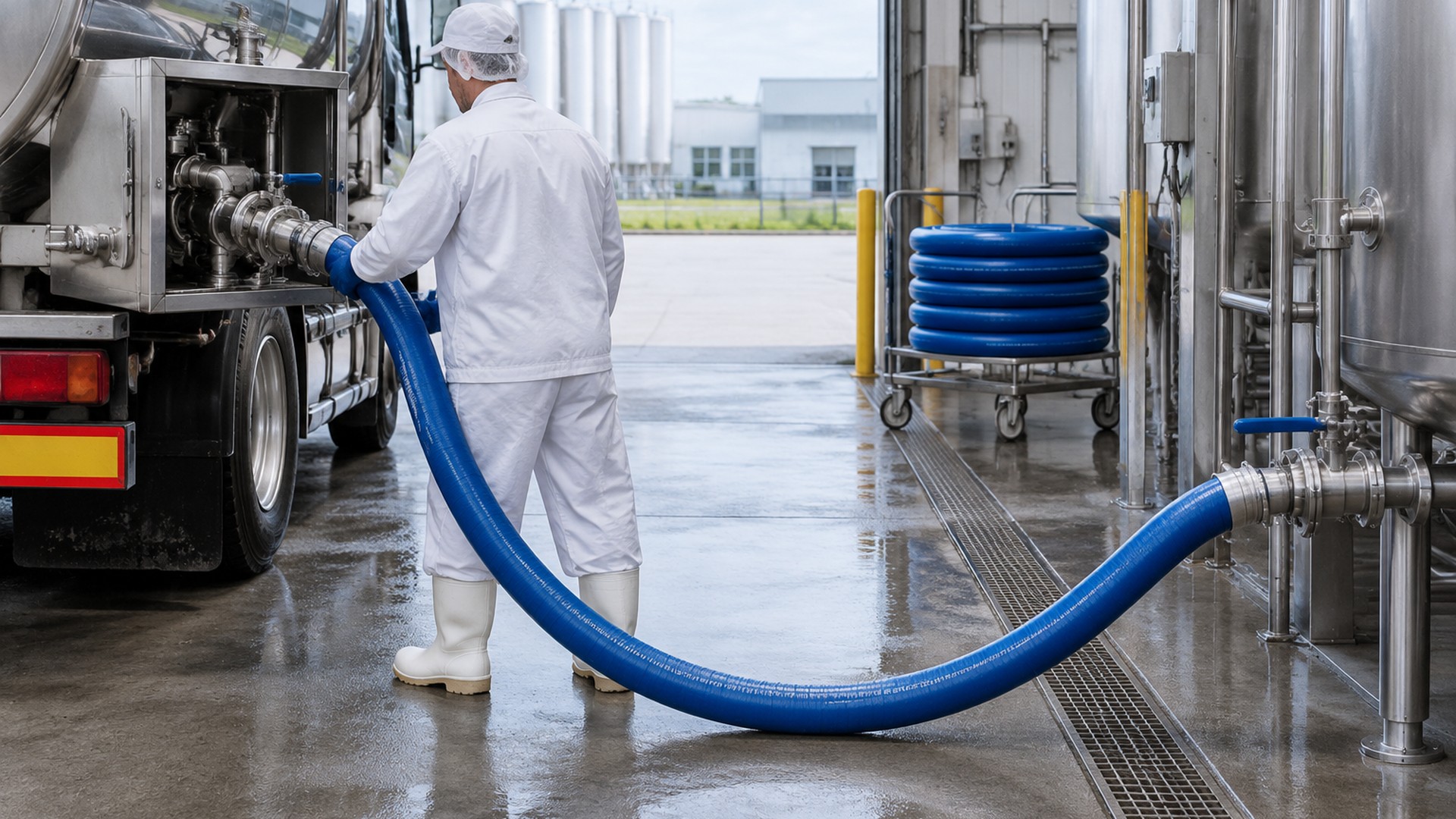 Food Grade Milk Hose – FDA Suction & Discharge Hose for Dairy Tanker and Plant Transfer (1″–4″)