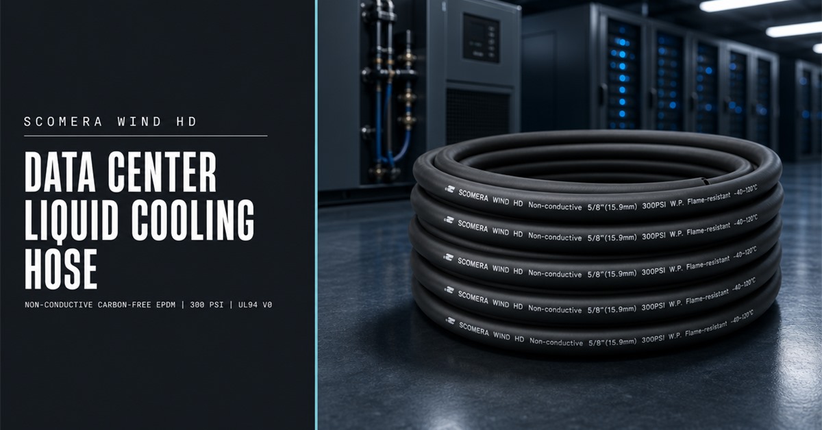 SCOMERA WIND HD Non-Conductive EPDM Hose – Carbon-Free Dielectric Hose for Data Center Liquid Cooling & Wind Power (6.0–88.9 mm ID)