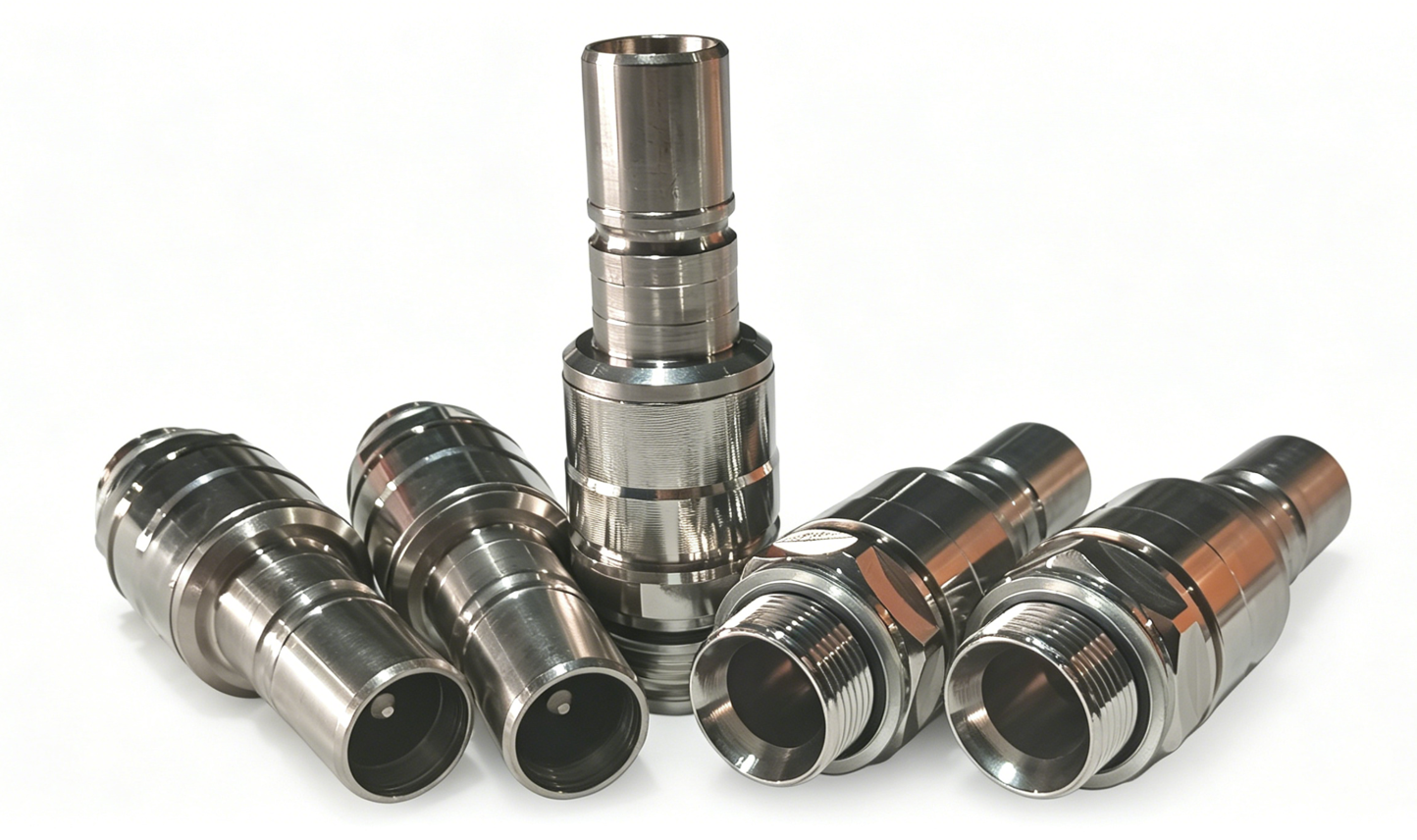 Quick disconnect coupling mechanisms and liquid cooling connectors