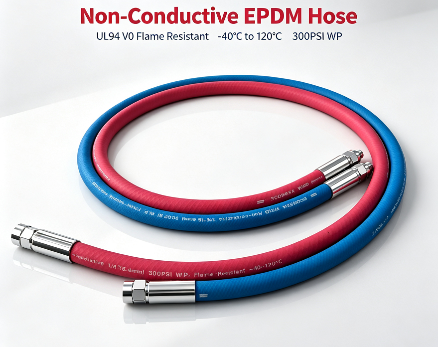 Non-Conductive High Insulation EPDM Hose, UL94 V0 Flame Resistant Liquid Cooling Rubber Hose