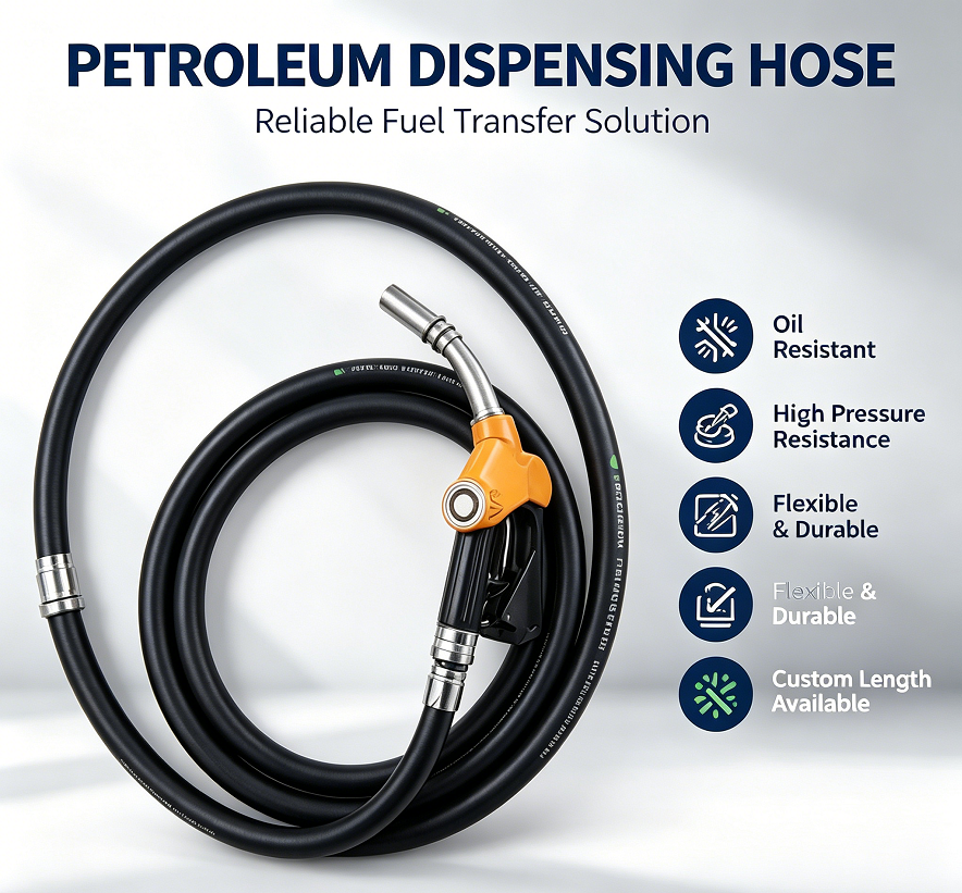 Heavy Duty NBR Fuel Dispensing Hose for Gas Pump, HG/T3037 Standard Steel Wire Braided Petroleum Hose with Fittings